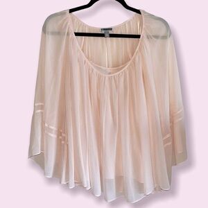 Chelsea28 Flowy Blouse Light Pink Bell Sleeves Chiffon